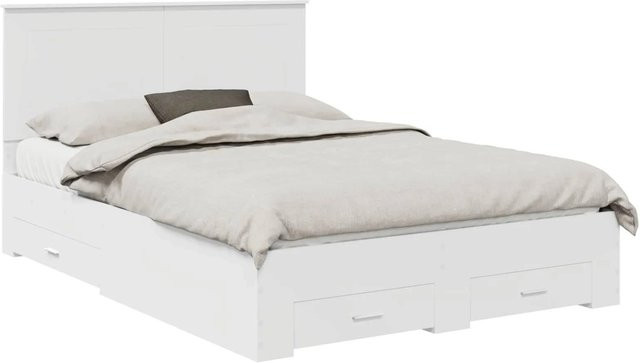 vidaXL Bettrahmen mit Kopfteil aus Holzwerkstoff in Weiß, B/T/H: 140 x 190 x 143 cm - Bild 1
