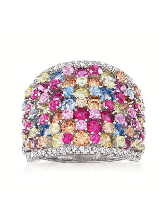 YoYo Ring, Silberbeschichtet, Mehrfarbiger Zirkonia, Damen - Bild 4