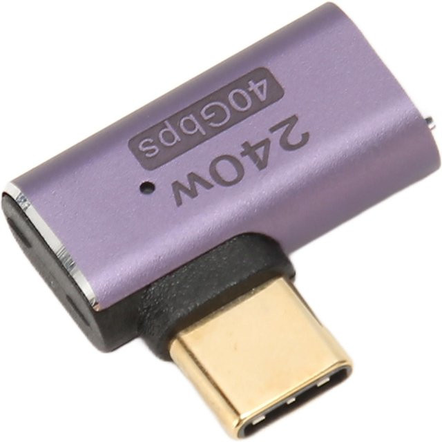 DIYelecs USB4.0 C Winkeladapter USB C Buchse auf USB C Stecker mit PD 240W, 8K 60Hz und 40Gbps in Lila - Bild 1