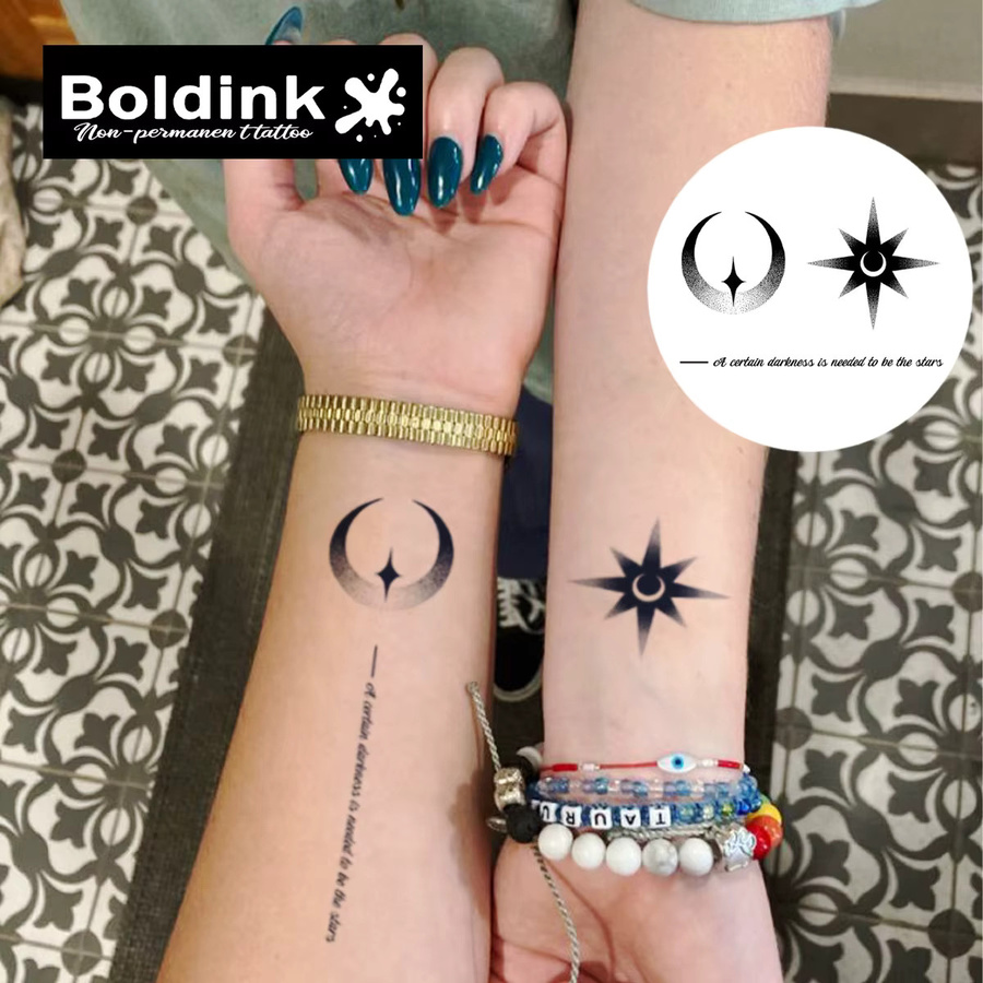 Boldink Temporäres Tattoo Sterne und Mond, Unisex, wasserfest - Bild 2