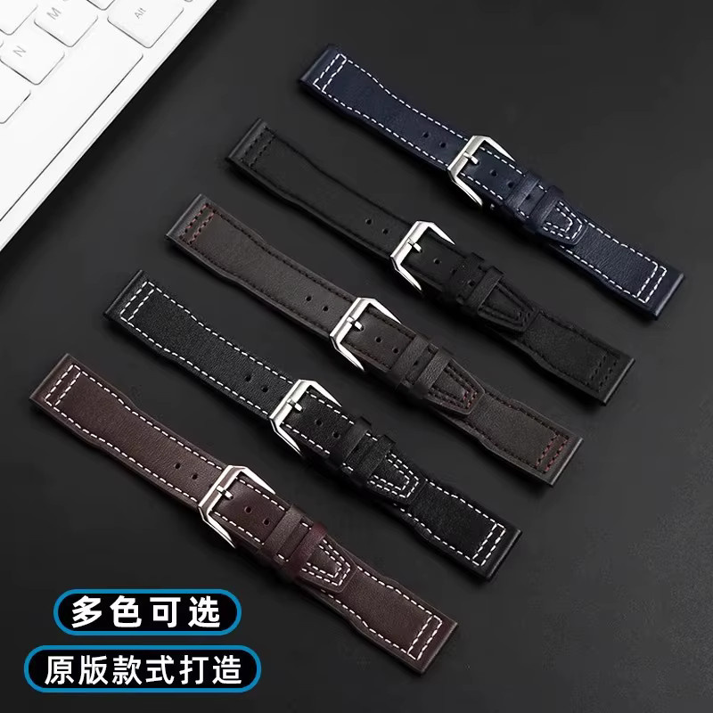 HUANGZHI Uhrenarmband Rindsleder, 20 21mm, Schwarz, Herren - Bild 2