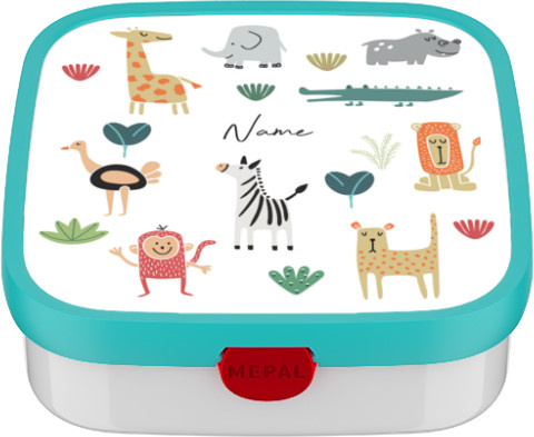 Mepal Brotdose Animal Friends groß, transparent/multicolour, mit Besteck und Fächern, auslaufsicher und spülmaschinenfest - Bild 1