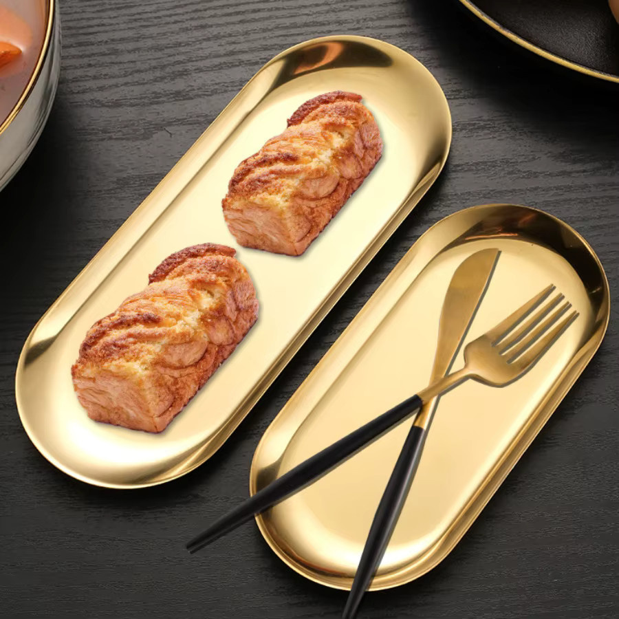 BAIJL Servierplatte aus Edelstahl in Gold oder Silber, ovale BBQ-Platte im koreanischen Stil - Bild 4