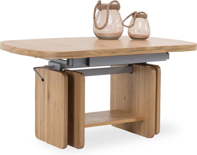 Moderner Couchtisch HASSE in Braun aus Asteiche furniert mit Lift-Mechanismus und Erweiterungsfunktion, B/T/H: 110 x 72 x 45 cm - Bild 1