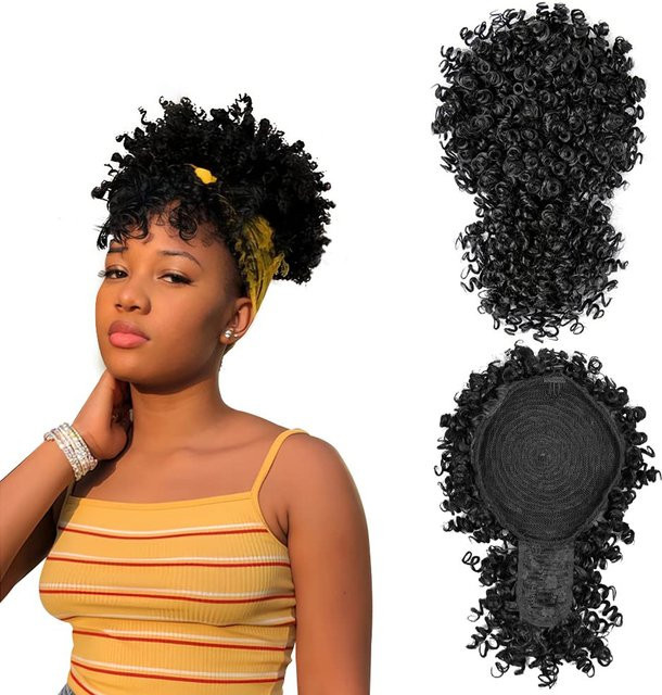 SHUOXIU Afro Puff Synthetischer Kordel Pferdeschwanz mit Pony, 1b, Damen - Bild 1