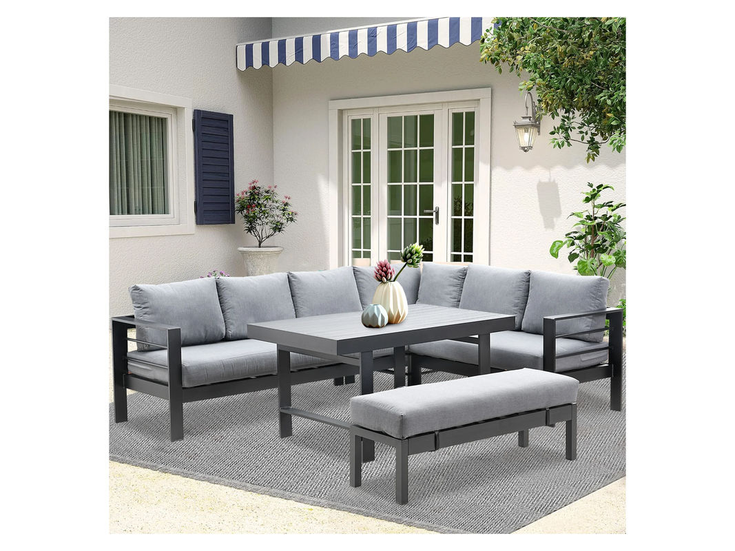 MEXO Gartenmöbel Lounge-Set Tropea aus Aluminium mit Polstern in Grau für 8 Personen - Bild 2
