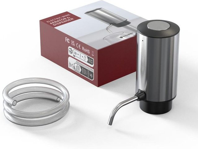 Bestbags Elektrischer Rotweinbelüfter und Weinspender in Silber aus Edelstahl mit Typ-C-Ladefunktion - Bild 1
