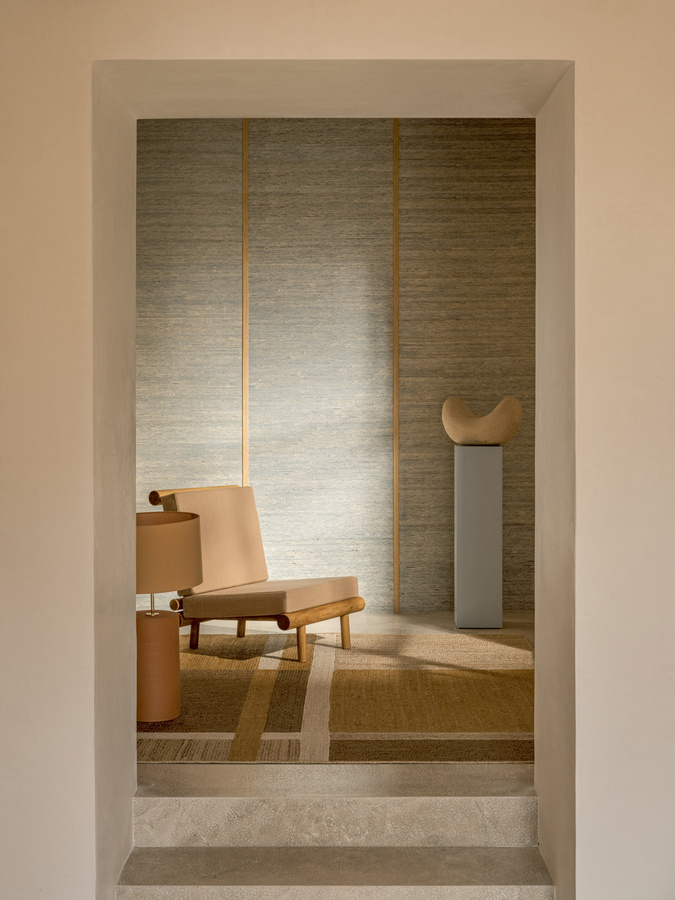Élitis Tapete Grasscloth RM 1083 42 mit Streifenmuster in Natur und minimalistischem Design - Bild 2