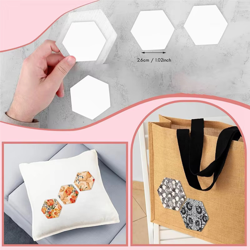 500 Stück Sechseckige Quilt-Vorlagen aus Papier in Weiß für DIY-Patchwork und Nähzubehör A21R - Bild 3