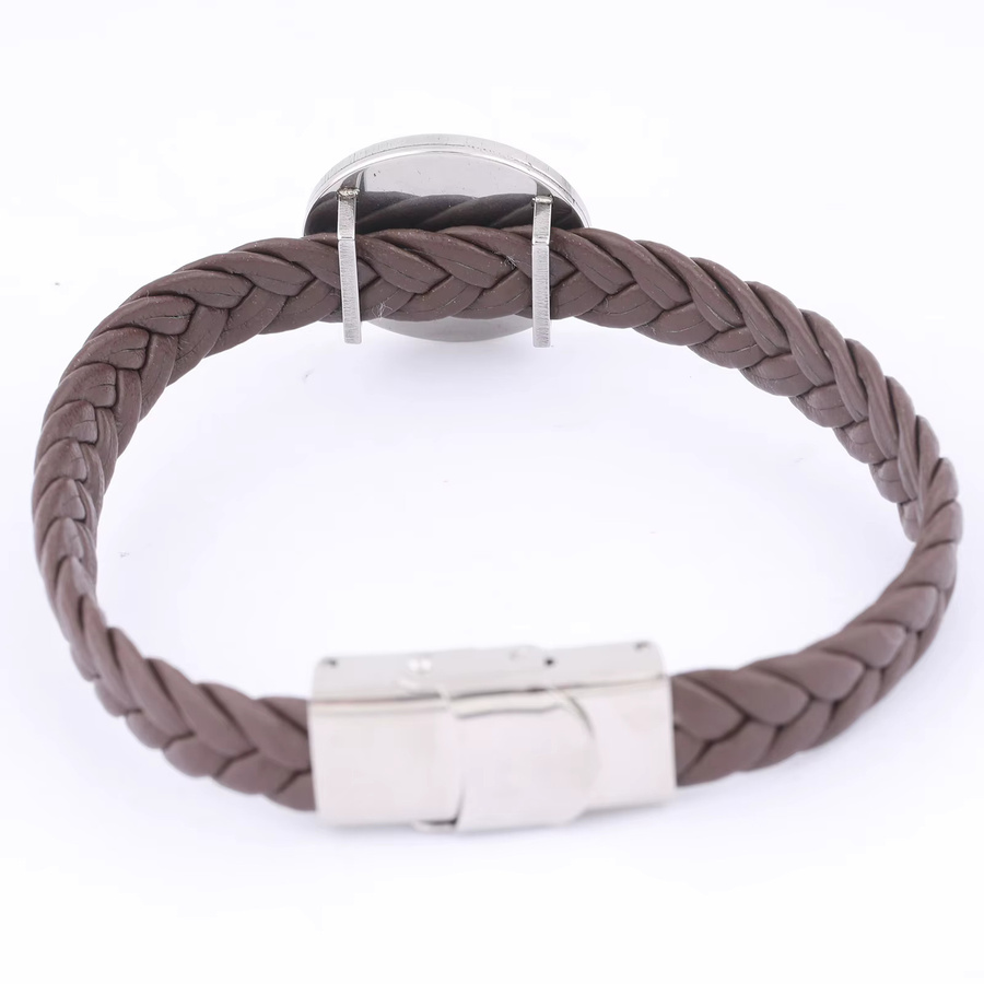 Lederarmband-Basisrohlinge Edelstahl, braun, 20 mm, Unisex - Bild 2