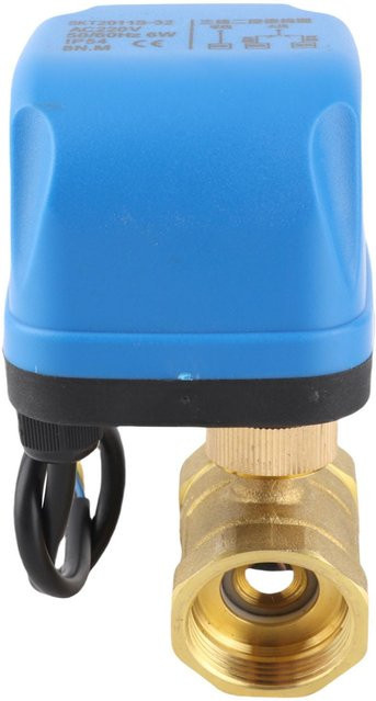 Elektrischer 2-Wege Kugelhahn mit 3-Draht 2-Steuerung, Synchronmotor, IP54 Schutz, Blau, Messing - Bild 1