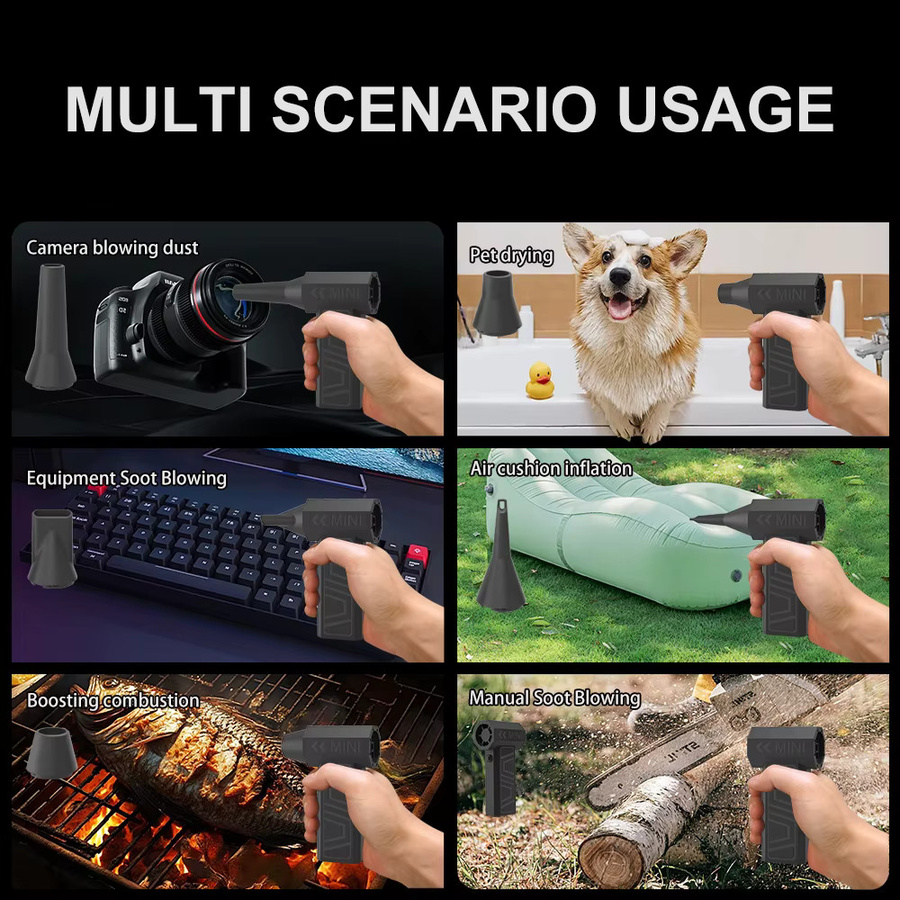 Mobidea Mini elektrischer Luftstaubsauger in Schwarz mit 3 Gängen und 4 Düsen für PC, Tastatur und Auto - Bild 6