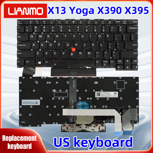 Lenovo US-Laptop-Tastatur mit Hintergrundbeleuchtung in Schwarz für ThinkPad X13 Yoga X390 X395 Yoga (QWERTY US) - Bild 1