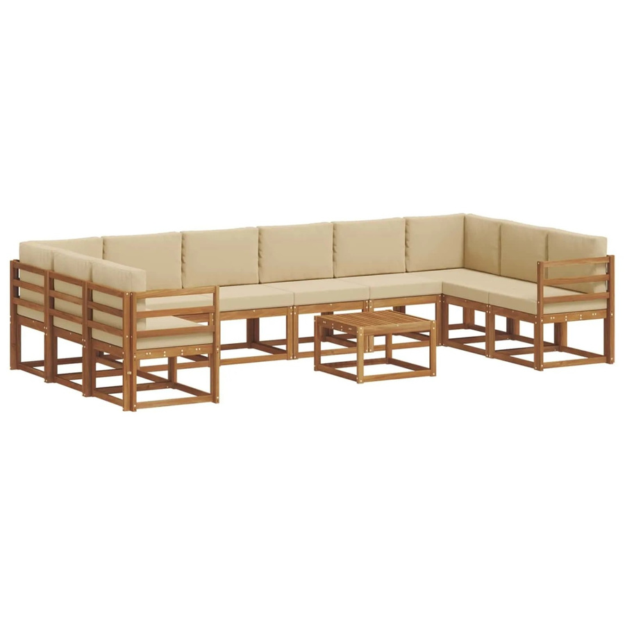 vidaXL Outdoor-Sofagarnitur aus Akazienholz mit 11-teiligem Set und Kissen in Natur und Beige - Bild 2