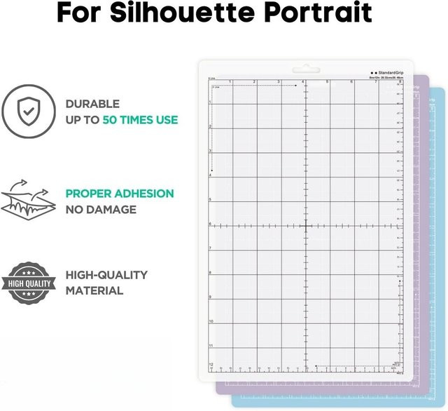 Selbstklebende und rutschfeste Schneidematte aus PVC für Silhouette-Maschinen, transparent, Breite: 20,32 cm, Tiefe: 30,48 cm - Bild 1