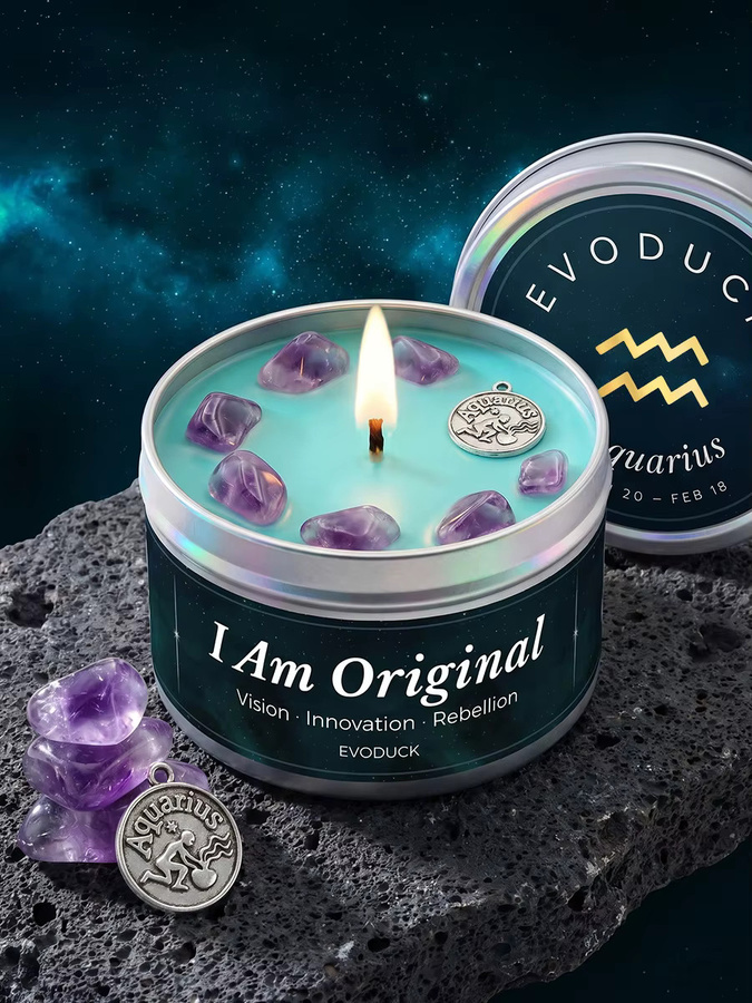 EVODUCK Aquarius Sternzeichen Duftkerze Ozon-Lavendel in Metalldose 85 g - Bild 6