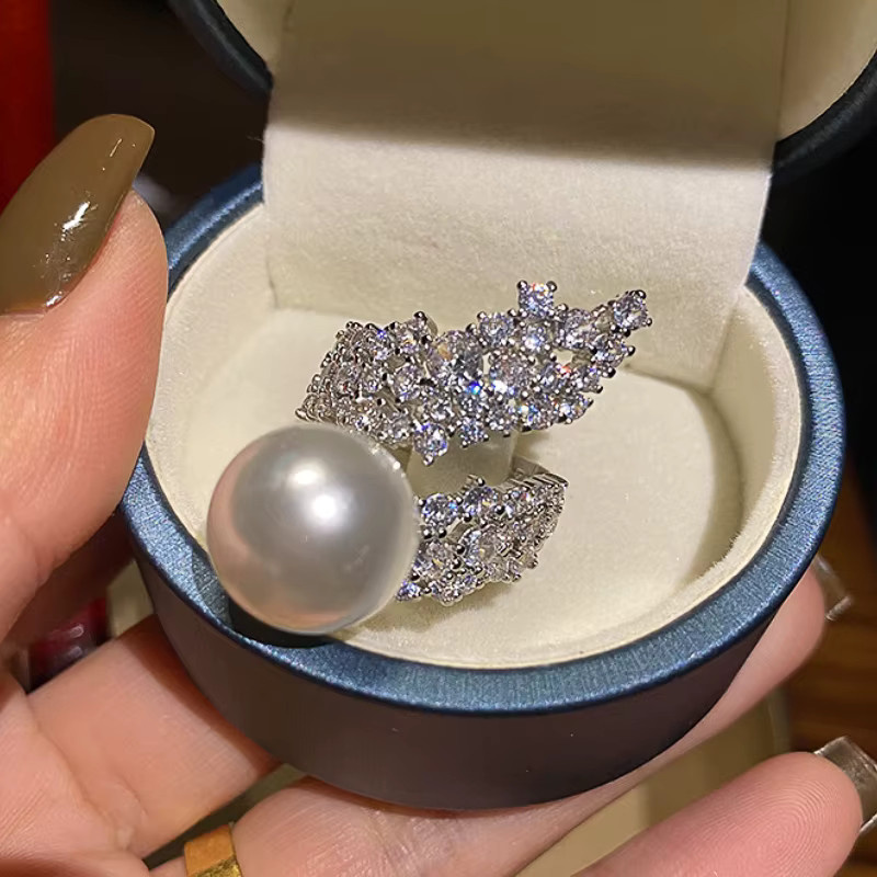 Huitan Fingerring, Silber, Perle, Zirkonia, Damen - Bild 3