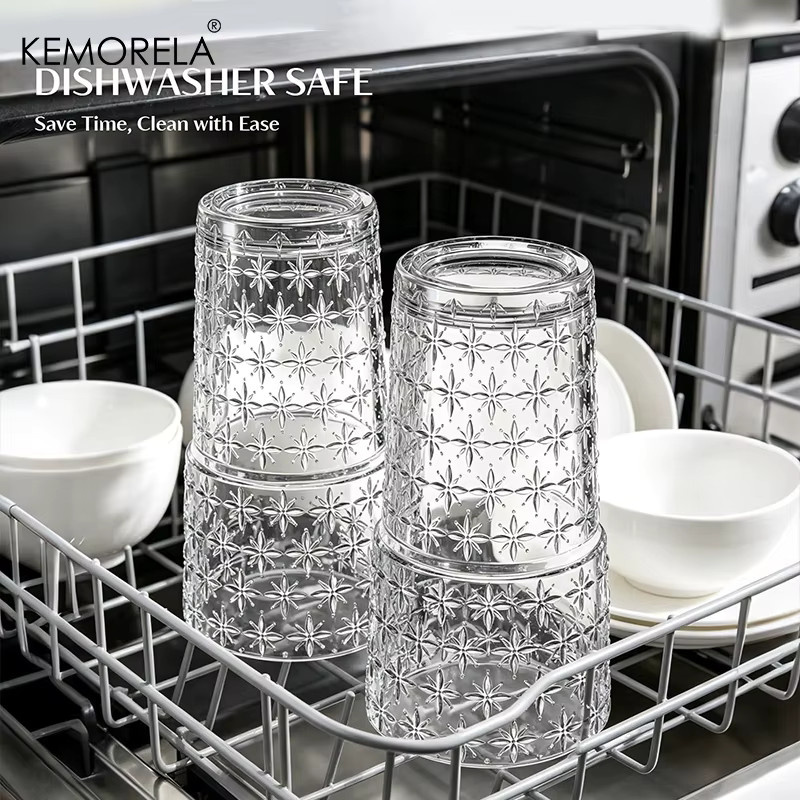 KEMORELA Funkelnde Stern-Glas-Kaffeetassen mit Deckel und Strohhalm, transparent, 590 ml - Bild 3