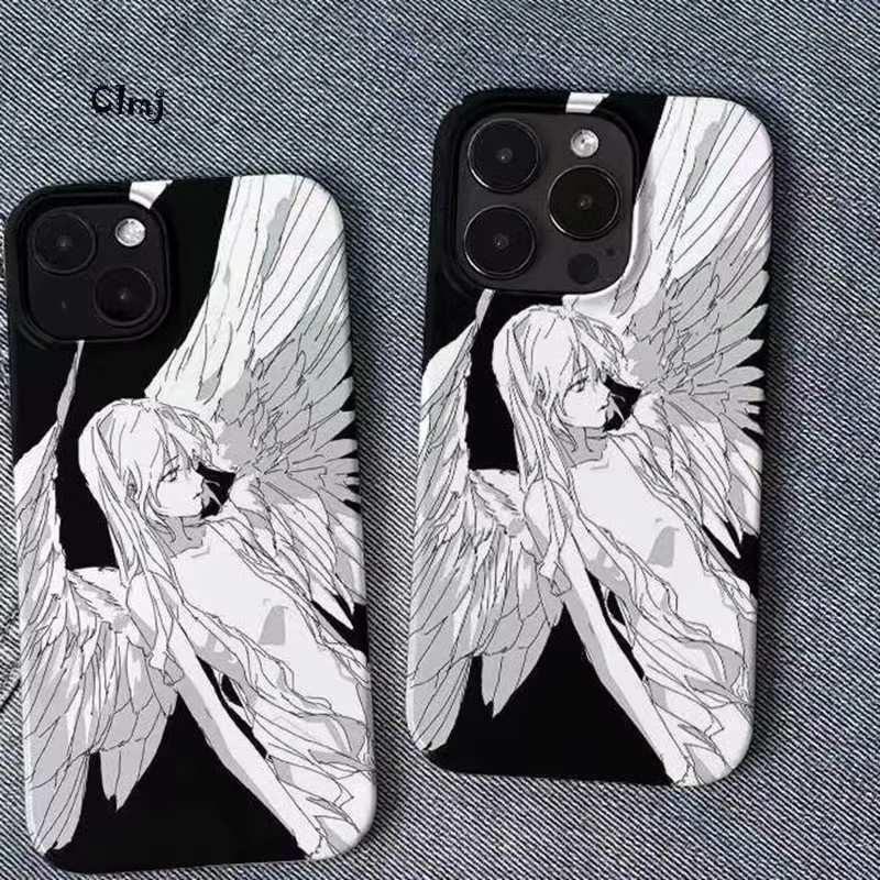 Clmj Engel Handyhülle mit glänzendem Design für iPhone 11 bis iPhone 16 Pro Max, Multicolor, Hard PC-Abdeckung - Bild 3