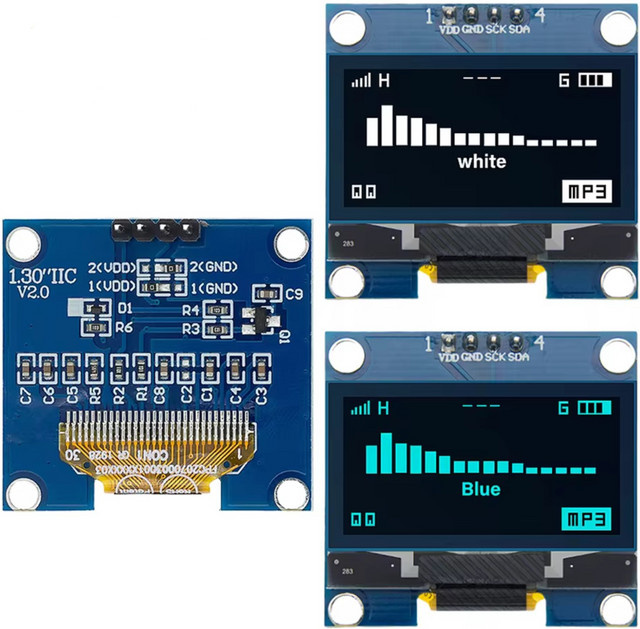 OLED-Anzeigemodul SSD1306 mit 0,96 Zoll Display für Arduino, 128x64 Pixel, I2C und SPI Schnittstellen, verfügbar in YellowBlue oder WhiteBlue - Bild 1