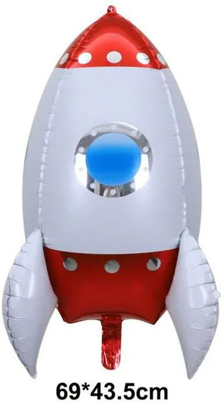 xly1818 4D Stehende Raketenballons aus Alufolie in Rot für Weltraum Thema Geburtstagsparty und Kindergeburtstag - Bild 1