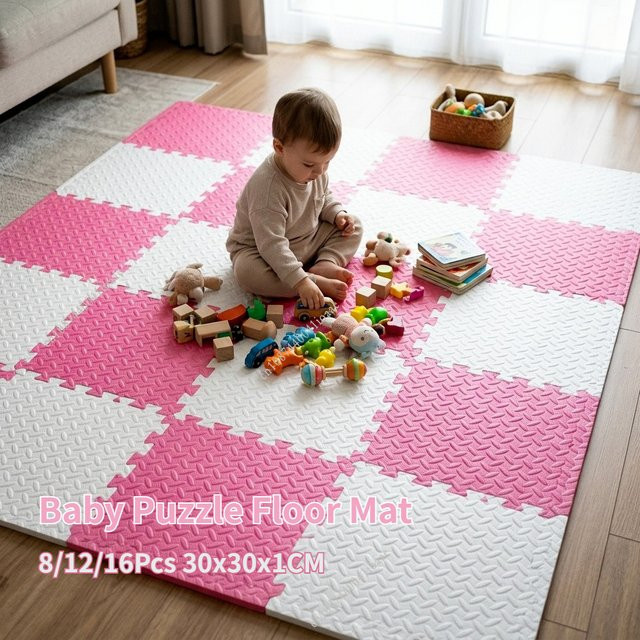 DHDH Baby-Puzzle-Bodenmatte, Blattmuster, 8/12/16-teiliges Set, ab 0 Jahren - Bild 1