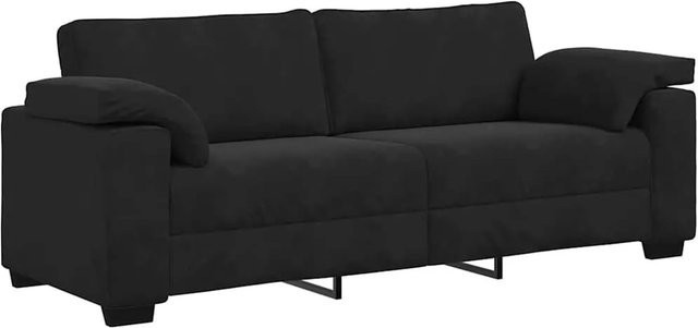 vidaXL 3-Sitzer-Sofa in Schwarz aus Samt mit Armlehnen im modernen Design - Bild 1