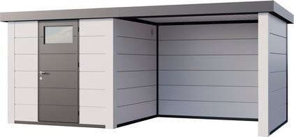 Telluria Gerätehaus Classico mit Lounge S Rechts und weißen Ecken, B/H/T: 522 x 238 x 242 cm, Weiß - Bild 1