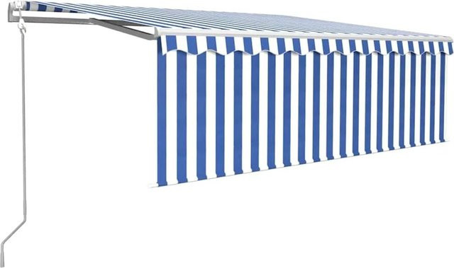 Automatisches Markisen-Set von furnicato mit Volant in Blau und Weiß, B/T: 4 x 3 m, aus Aluminium und Polyester - Bild 1