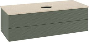 V&B Waschtischunterschrank Antao mit Frontstruktur und Beleuchtung in Grau-Grün, B/T/H: 120 x 50 x 50 cm - Bild 1