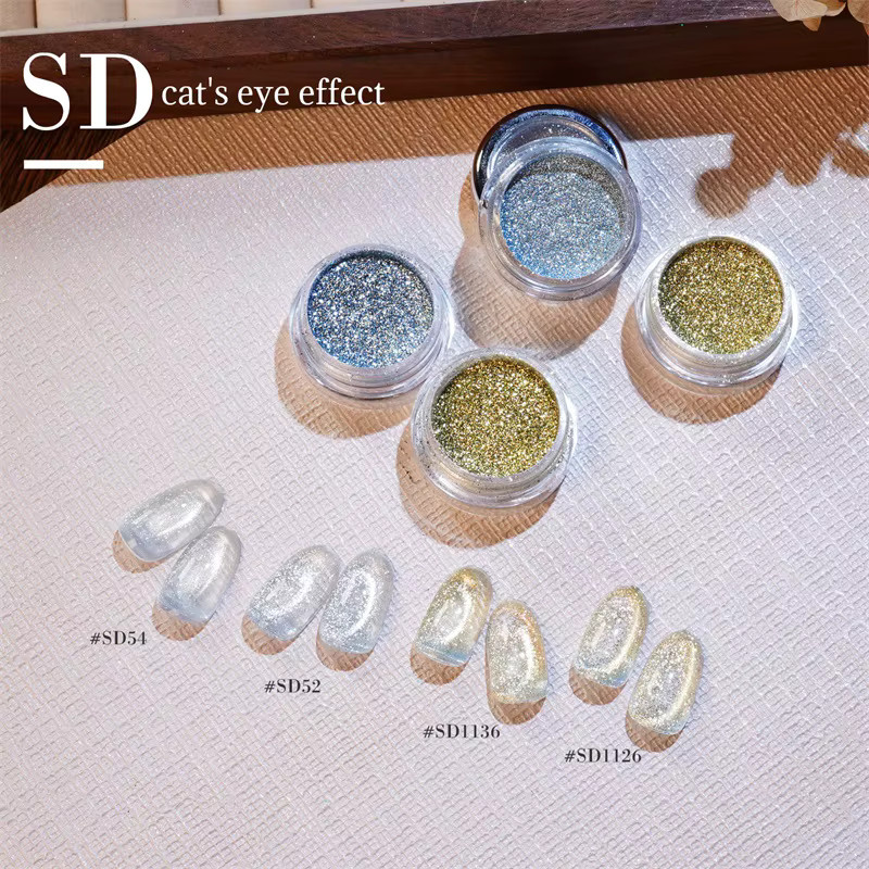 HNDO Magnetpulver Katzenauge, Platin Gold Silber, Glänzend - Bild 2