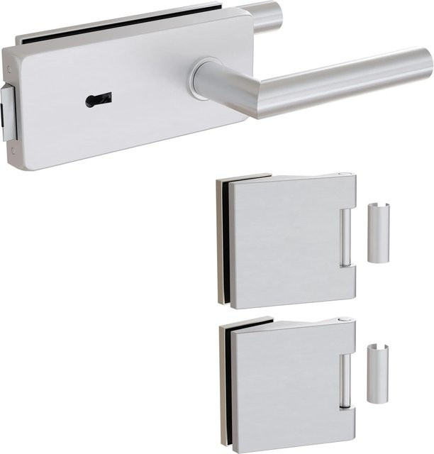 Levidor Glastürbeschlag Studio/Office Eckig Buntbartschloss Aluminium Silber - Bild 1