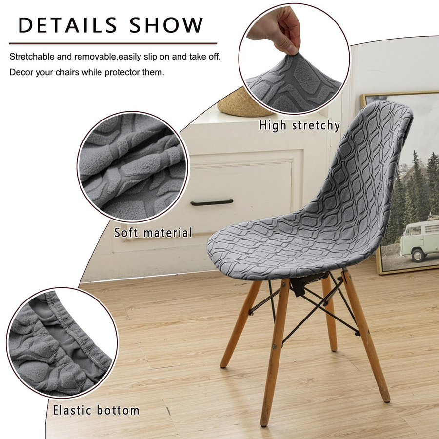 Yiran Furniture Jacquard Eames Schalenstuhlbezug im nordischen Design, B/T/H: 35 x 38 x 38 cm - Bild 2