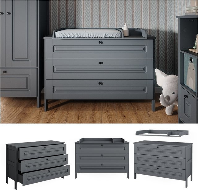 Vitalispa Wickelkommode Ajaton in Grau mit 3 Schubladen, B/H: 133 x 98,4 cm - Bild 1