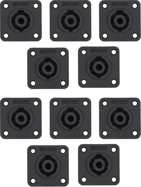 10er Set Speakon 4-Pin Buchsen NL4 Weibliche Audio-Stecker für Lautsprecher und Verstärker in Schwarz mit Verriegelung - Bild 1