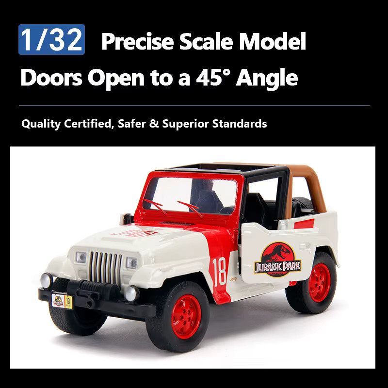 JADA Hollywood Rides Jurassic Park 1992 Jeep Wrangler, Druckguss-Modellauto, 1:32 - Bild 3