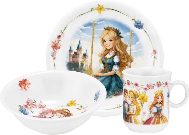 Seltmann Weiden Kindergeschirr Set Compact Prinzessin aus Porzellan, 3er Set, Weiß - Bild 1