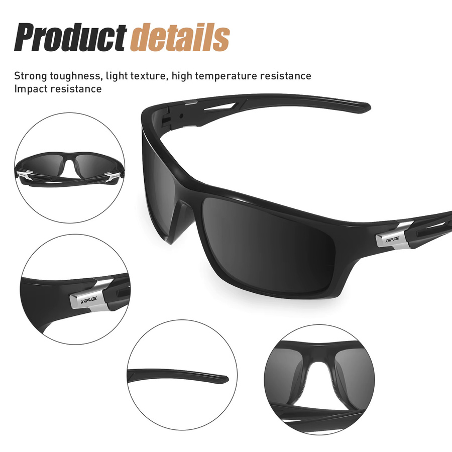 Kapvoe Sonnenbrille, Vollrand, Schwarz, Kunststoff, Herren, polarisiert - Bild 3