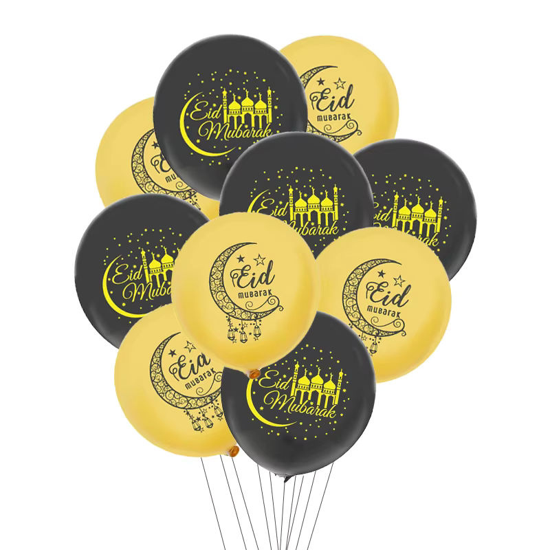 LQZZY Eid Mubarak Latex Ballons Set, 10 Stück, Weiß und Gold, Ramadan Kareem Dekoration für islamische Feste - Bild 2