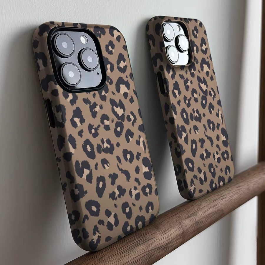 CaseLumi Matte Bumper Schutzhülle mit MagSafe Kompatibilität für iPhone 17 16 15 14 13 Pro Max in Beige mit Leopardenmuster - Bild 2