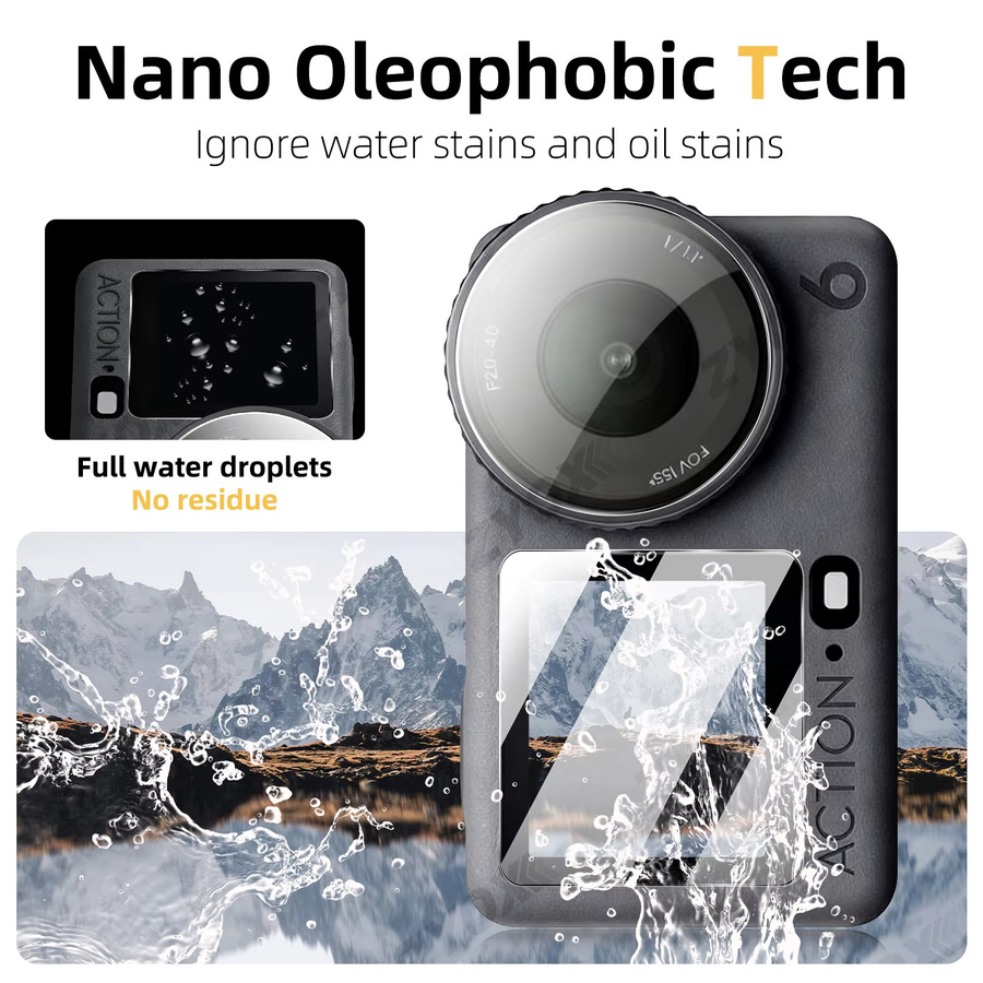 DJI Osmo Action 6 und Osmo Action 5 Pro Schutzglas Set: Transparentes 9H Gehärtetes Glas für Bildschirm und Objektiv zur Kratzschutz-Optimierung - Bild 3