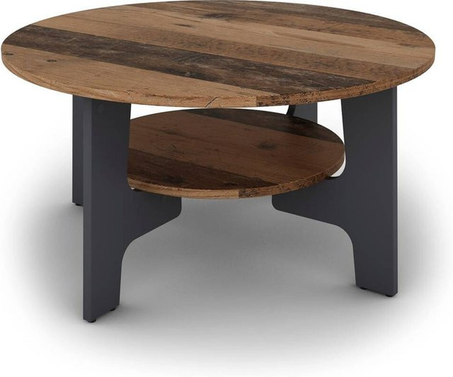 byLIVING Couchtisch JONNY in Anthrazit mit Altholz-Optik und Melaminoberfläche, Durchmesser: 80 cm, Höhe: 42,5 cm - Bild 2