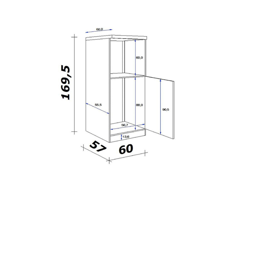 Flex-Well Kühlumbauschrank Vita in Weiß Matt B/H/T: 60 x 169,5 x 60 cm - Bild 2