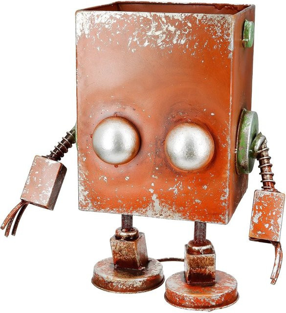 Gilde Übertopf Robotic in Rostbraun aus Metall, Durchmesser: 37,5 cm, Höhe: 34 cm - Bild 1