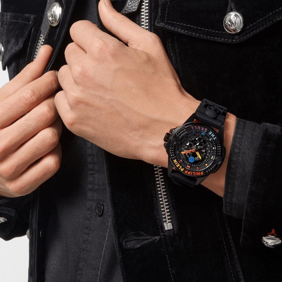 Philipp Plein Herrenuhr, Quarz, Edelstahl, Silikon, Schwarz, 44 mm - Bild 4