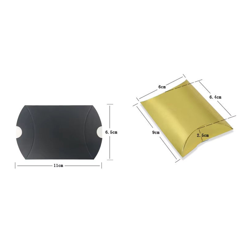10 Stück WEHRPARTY Kissen Geschenkboxen aus Kraftpapier in Braun und Gold für Hochzeit, Weihnachten oder Geburtstag - Bild 1