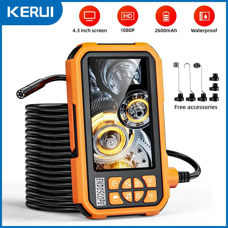 KERUI Endoskopkamera mit 4,3 Zoll IPS-Bildschirm, 2 MP Röhrenkamera, 8 mm wasserdichte Dual- und Einzel-Endoskopkamera mit Licht und 2600 mAh Akku - Bild 3