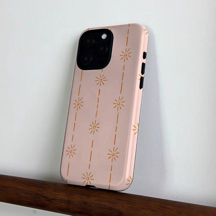 CaseLumi Matte Bumper MagSafe Hülle für iPhone 17 16 15 14 13 Pro Max Stoßfeste PC-Schutzhülle mit Sonnenstrahlen-Punkten in Rosa - Bild 3