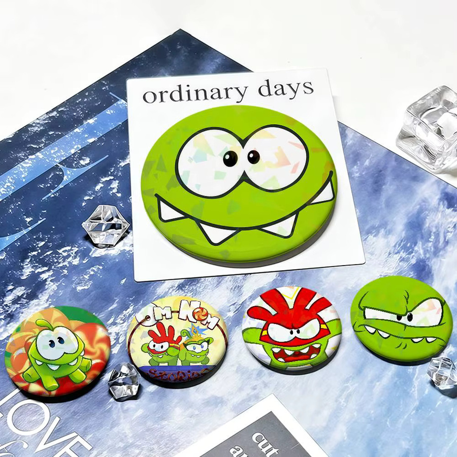 Lustiger Frosch-Cartoon Anstecker als runde Reversnadel und Brosche aus Metall - Bild 3