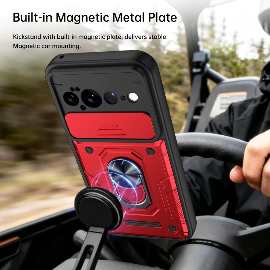 Stoßfeste Handyhülle mit Schiebe-Kameraabdeckung und drehbarem Ringständer in Blau für Google Pixel 10 Pro, 11 Pro, 10 und 11 Pro XL mit Magnetfunktion - Bild 1
